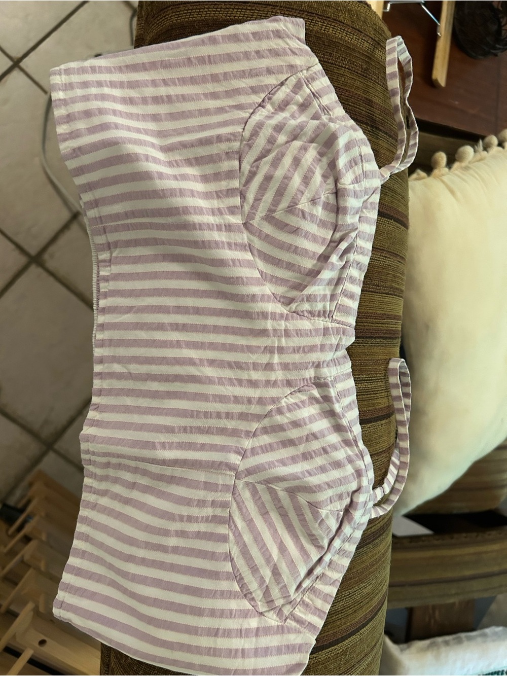 Anthropologie Lilac and White Striped Cropped Camisole